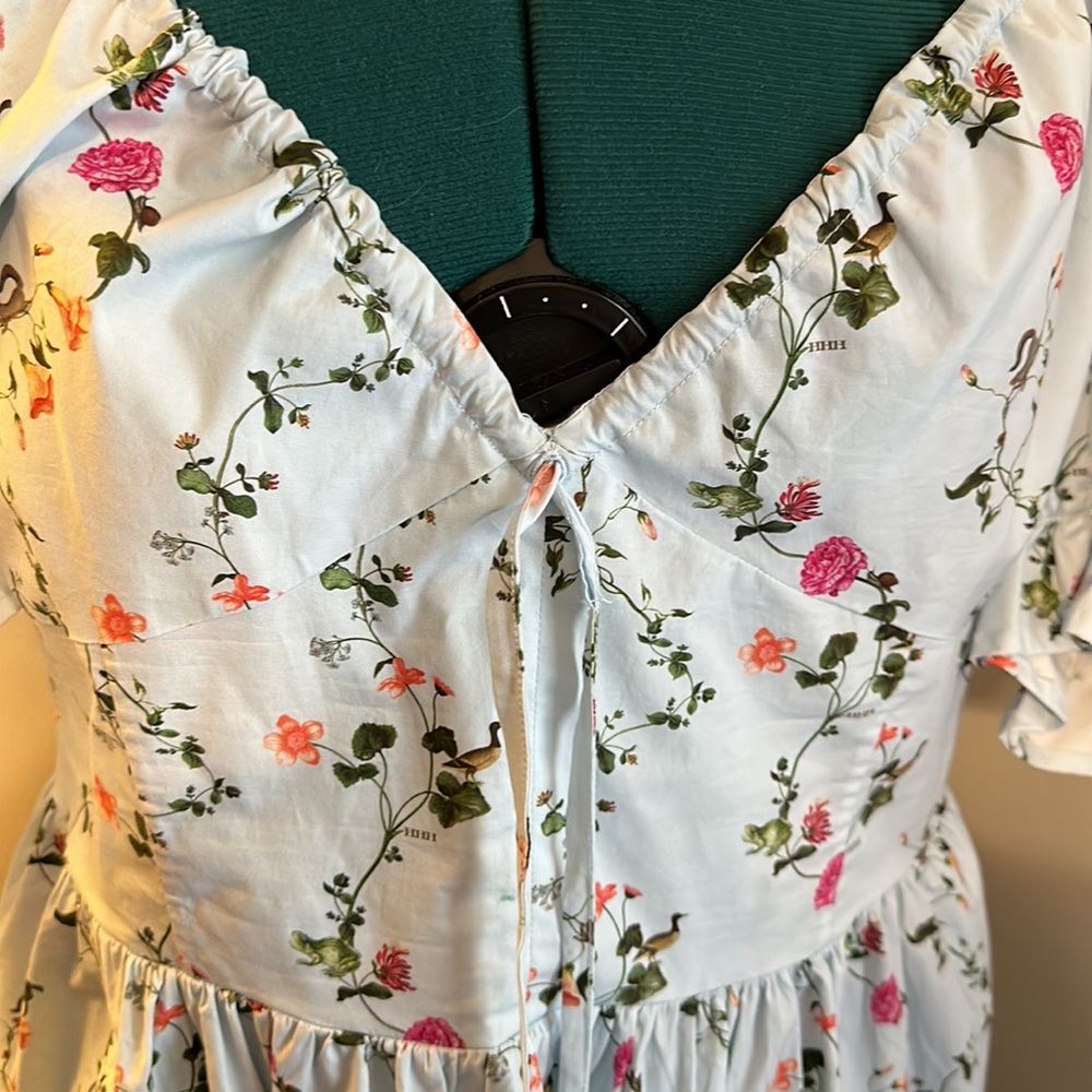 Hill House Light Blue Floral Puff-Sleeve Midi Dress - Picture 6 of 7